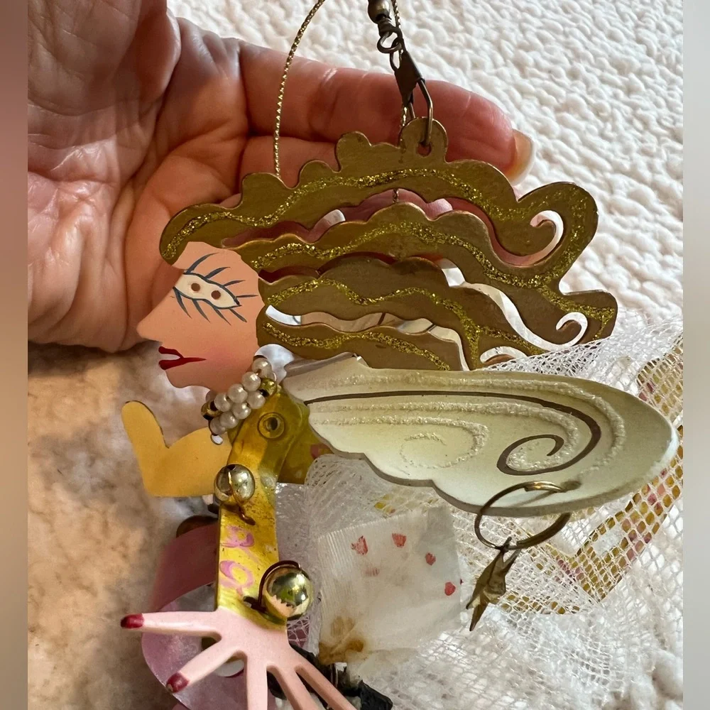 Karen Rossi Silvestri Fanciful Flights Angel Ornament; Breast Cancer Angel - Picture 5 of 8